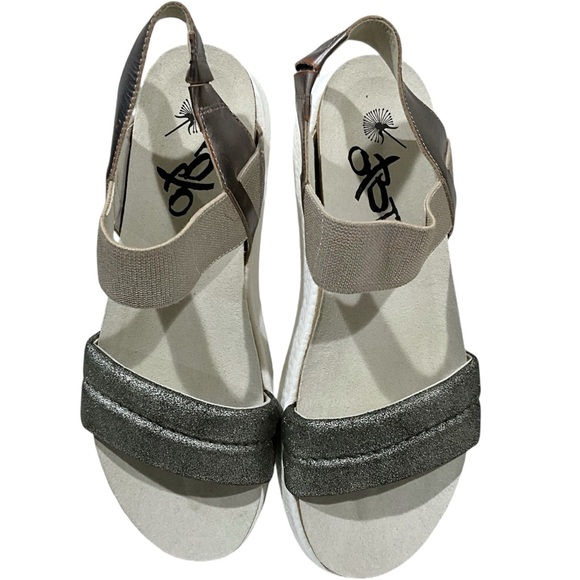 OTBT Libra Silver Wedge Sandals Size 10M Platform Leather Lug Sole Boho NWOT - Picture 3 of 10